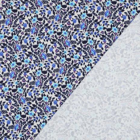 0,5 MTR. FROZEN WINTERBLÜMCHEN TÜRKIS/AUBERGINE FRENCH TERRY