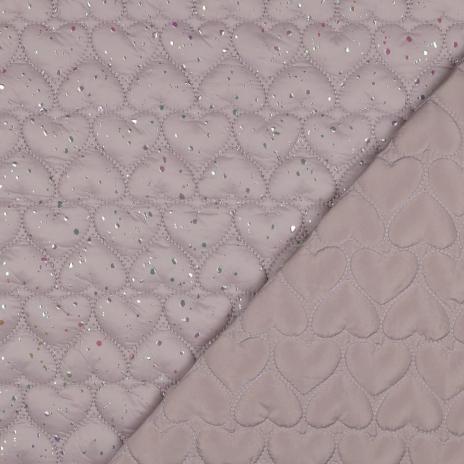 0,5 MTR. ♥ ABGESTEPPTER JACKENSTOFF GLITZER FOIL HERZEN ♥