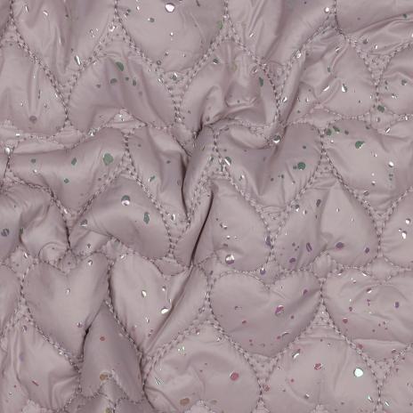 0,5 MTR. ♥ ABGESTEPPTER JACKENSTOFF GLITZER FOIL HERZEN ♥