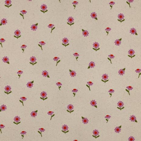 0,5 MTR. ♥ RIPPSTRICK JERSEY  BLÜMCHEN NATURAL ♥