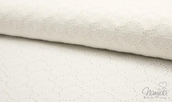 0,5 MTR. ♥ LOCHSTICKEREI - CIRCLES STICKEREI - BAUMWOLLE - CREME ♥