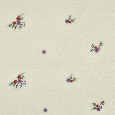 0,5 MTR. ♥ TEDDY GESTICKTE BLÜMCHEN NATUR ♥