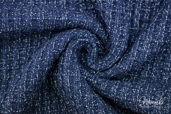 0,5 MTR.  BAUMWOLL STRICKSTOFF WAFFLE - NaVY Meliert