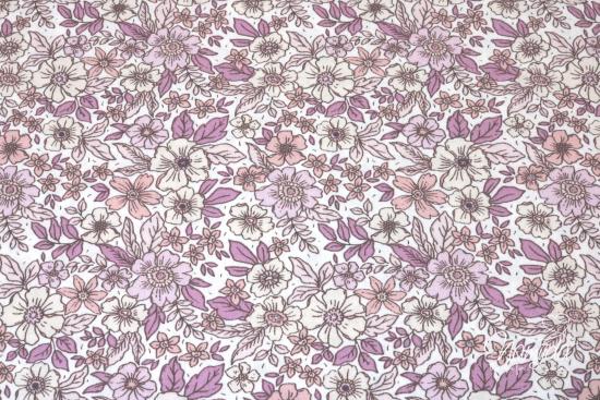 0,5 MTR. FLOWERS LAVENDEL BAUMWoLLE - BAUMWOLL POPELINE
