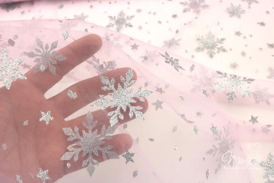 0,5 MTR. ♥ WEICHER EISKRISTALL TüLL ROSE  ♥