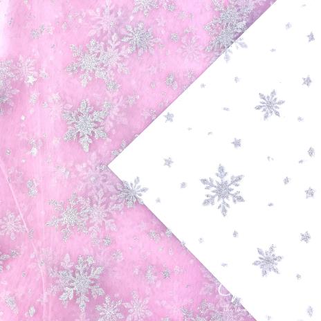 0,5 MTR. ♥ WEICHER EISKRISTALL TüLL ROSE  ♥