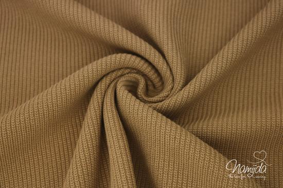 0,5 MTR. BAUMWOLL STRICKSTOFF CUTE - CAMEL