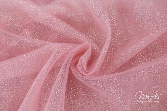 0,5 MTR. ♥ WEICHER GLITZER TüLL ALTROSA/MULTICOLOUR GLITZER♥