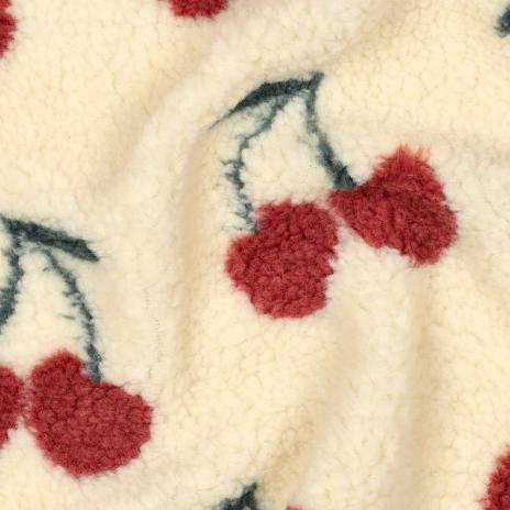 0,5 MTR. ♥ TEDDY JACQUARD KIRSCHEN NATUR ♥