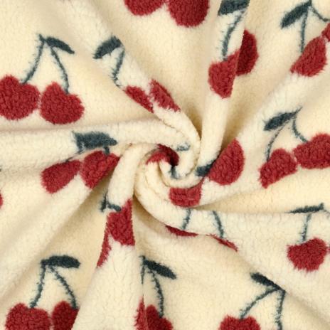 0,5 MTR. ♥ TEDDY JACQUARD KIRSCHEN NATUR ♥