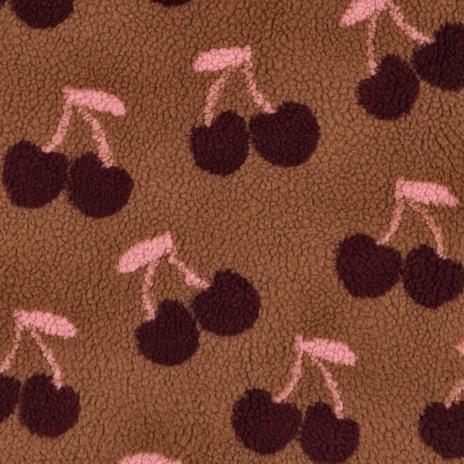 0,5 MTR. ♥ TEDDY JACQUARD KIRSCHEN BRAUN ♥
