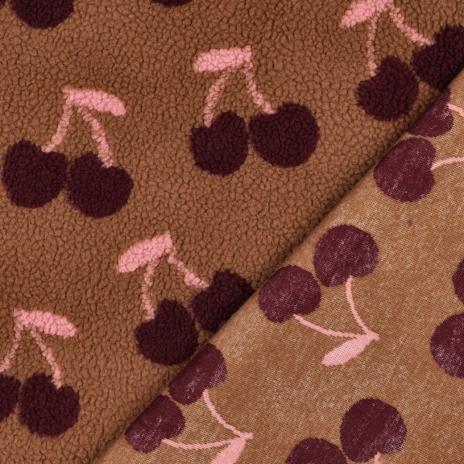 0,5 MTR. ♥ TEDDY JACQUARD KIRSCHEN BRAUN ♥