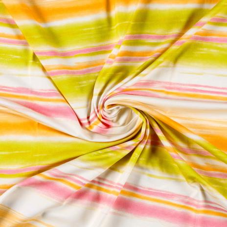 0,50 MTR. ♥ STREIFEN COLOURFUL ROSA KOMBI SMILEY JERSEY ♥