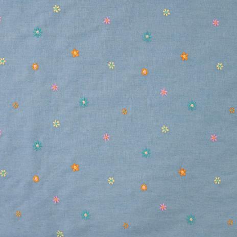 0,5 MTR. JEANS CHAMBRAY BLÜMCHEN