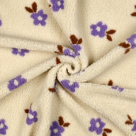 0,5 MTR. ♥ TEDDY KUSCHEL DAISY BLÜMCHEN NATUR ♥