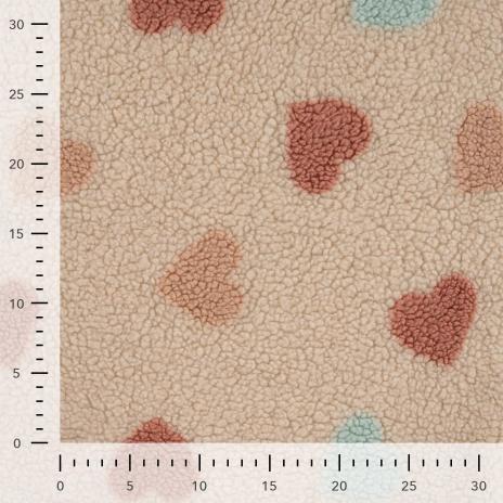 0,5 MTR. ♥ TEDDY KUSCHEL PASTEL HERZEN ♥