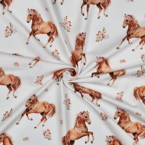 0,50 MTR.  ♥ PFERDETRAUM WEISS DIGITAL JERSEY ♥