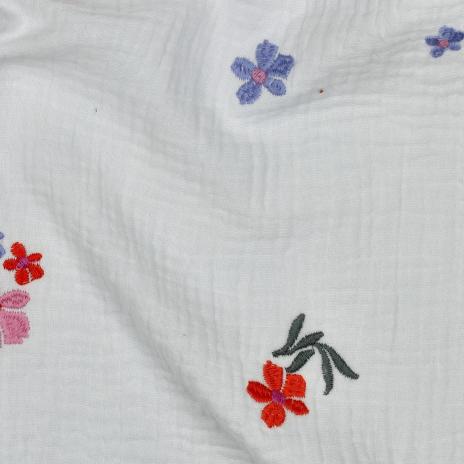 0,5 MTR. ♥ MUSSELIN BLUM KOMFETTI GESTICKTE BLÜMCHEN ♥