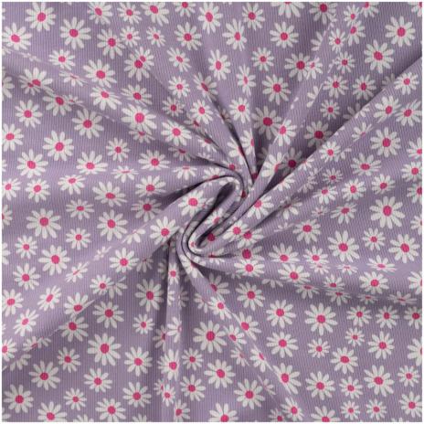 0,5 MTR. ♥ RIPPSTRICK JERSEY DAISIES FLIEDER ♥