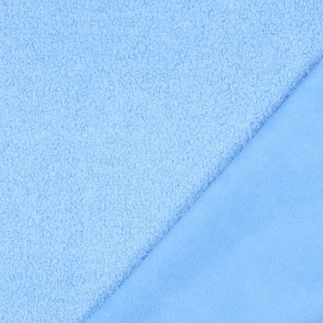 0,5 MTR. ♥ TEDDY BOUCLE  - FLEECE INNENSEITE   DOUBLEFACE HELLBLAU ♥