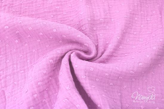 0,5 MTR. ♥ DoTTY MuSSELIN - PINK - DouBLE GAUZE ♥