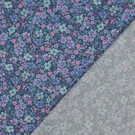 0,5 MTR.♥ BLÜTENMEER PETROL BAUMWOLL POPELINE ♥