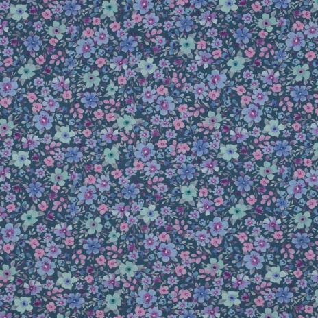 0,5 MTR.♥ BLÜTENMEER PETROL BAUMWOLL POPELINE ♥