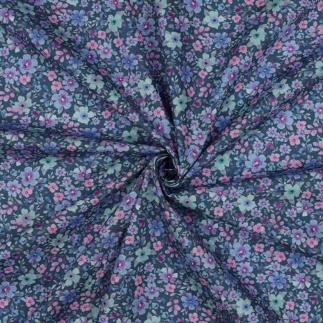 0,5 MTR.♥ BLÜTENMEER PETROL BAUMWOLL POPELINE ♥