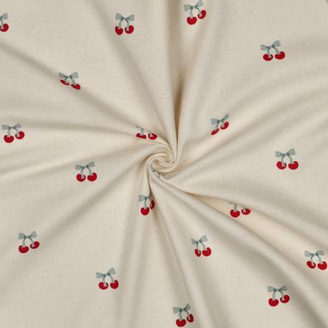 0,5 MTR. FLANNEL CHERRIES 100% BAUMWOLLE