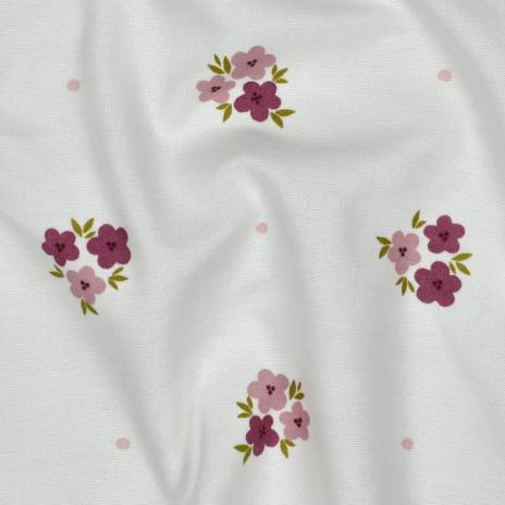 0,5 MTR. FLANNEL BLÜMCHEN NATUR 100% BAUMWOLLE