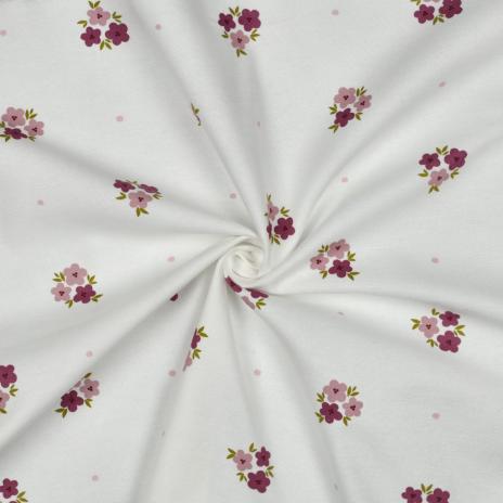 0,5 MTR. FLANNEL BLÜMCHEN NATUR 100% BAUMWOLLE