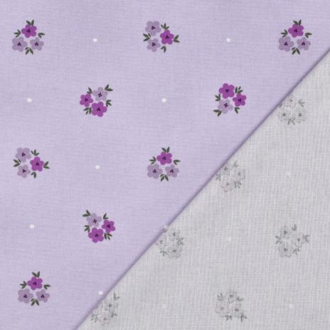 0,5 MTR. FLANNEL BLÜMCHEN FLIEDER 100% BAUMWOLLE