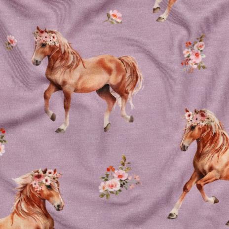 0,50 MTR.  ♥ PFERDETRAUM LAVENDEL DIGITAL JERSEY ♥