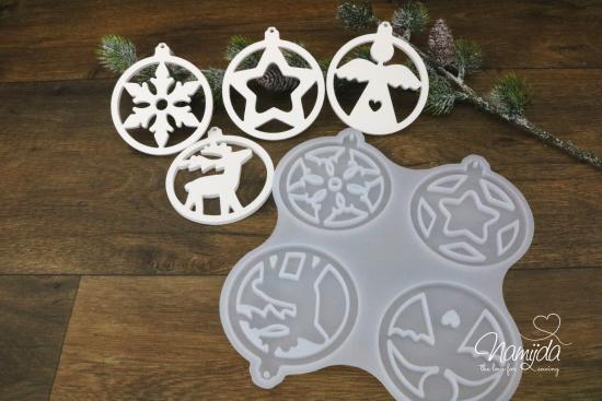1 STÜCK ♥ GIESSFORM SILIKON WEIHNACHTS ANHÄNGER VORDERSEITE FÜR LED ♥