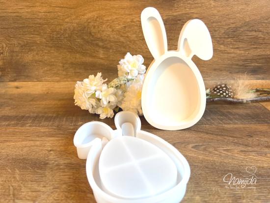 1 Stück ♥ GIESSFORM SILIKON KNICKOHR HASE MIT HERZ UND LIEBE ♥