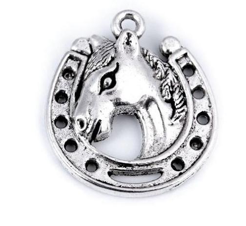 1 Stück - PFERD HUFEISEN ANHäNGER - SiLBER - 18x21mm