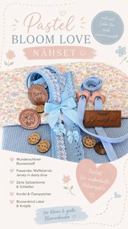 0,50 MTR. ♥ NÄHSET PASTEL BLOOM LOVE JERSEY /WAFFELSTRICK JERSEY ♥