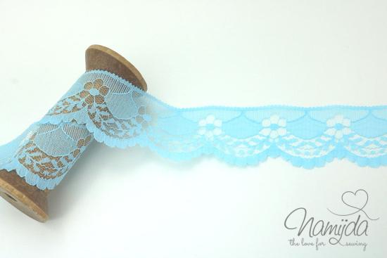 1 MTR. ♥  SPITZENBORTE FLEUR - TÜRKIS - 4cm ♥