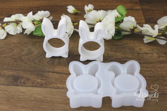 1 STÜCK ♥ GIESSFORM SILIKON HASENDUO FÜR SCHOKOEIER & SERVIERTTEN ♥