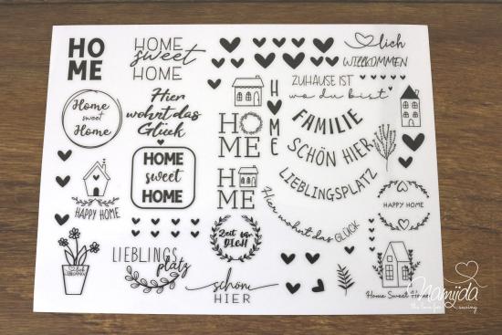 1 BOGEN - RUB-ON STICKER ♥ HOME SWEET HOME FAMILY - A5 ♥