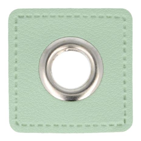 1 STÜCK KuNSTLEDER ÖSEN Patch MINT - 8mm - SILBER