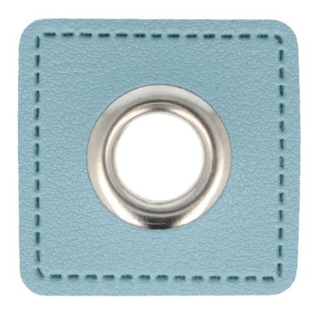 1 STÜCK KuNSTLEDER ÖSEN Patch PUDERBLAU - 8mm - SILBER