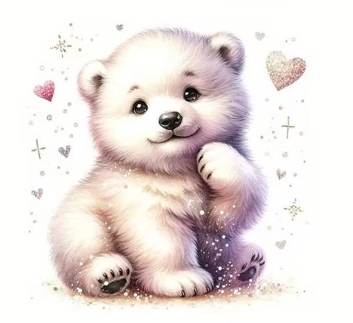 1 Stück - BÜGELBILD EISBÄR HERZCHEN 18cm