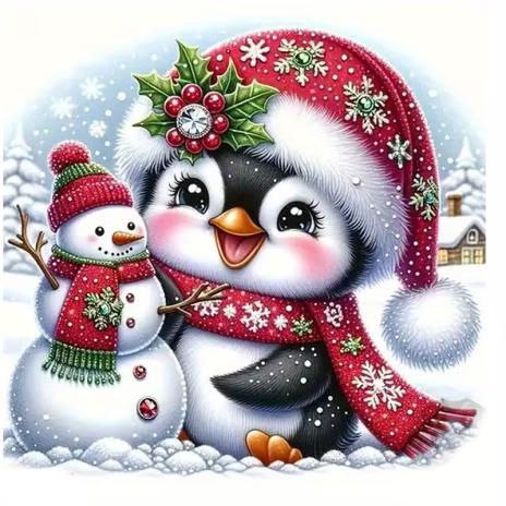 1 Stück - BÜGELBILD PINGUIN 20cm x 20cm