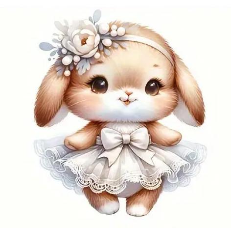 1 Stück - BÜGELBILD OSTERHASE MIT BLUMENKRANZ 21cm x 19cm