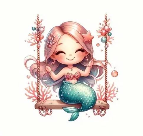 1 Stück - BÜGELBILD XL MEERJUNGFRAU MERMAID STERN 20cm x 20cm