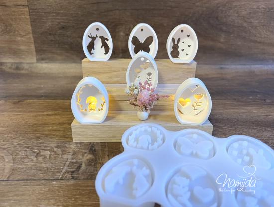 1 STÜCK ♥ GIESSFORM SILIKON 6 OSTEREIER FÜR LED LICHTER ♥