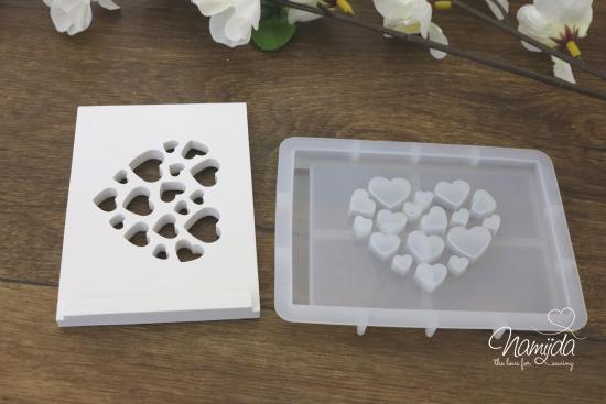 1 Stück ♥ GIESSFORM SILIKON - EINSCHIEBER HERZEN FÜR  LED & GESCHENKEBOX ♥