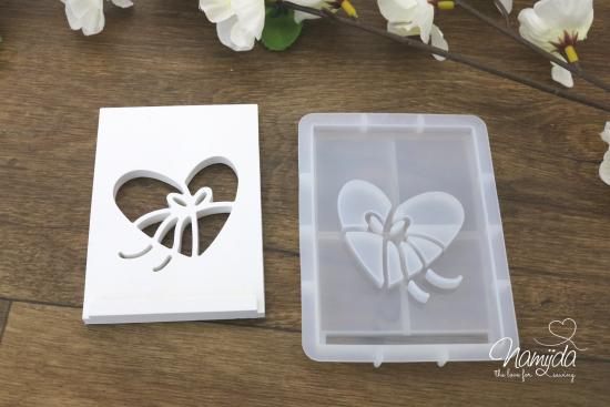 1 Stück ♥ GIESSFORM SILIKON - EINSCHIEBER HERZ FÜR  LED & GESCHENKEBOX ♥