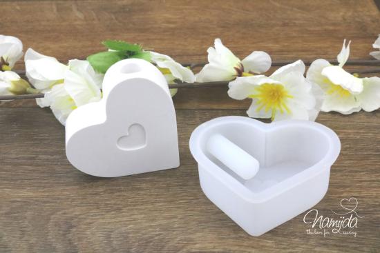 1 STÜCK ♥ GIESSFORM SILIKON KLEINE BLUMENVASE HERZ ♥